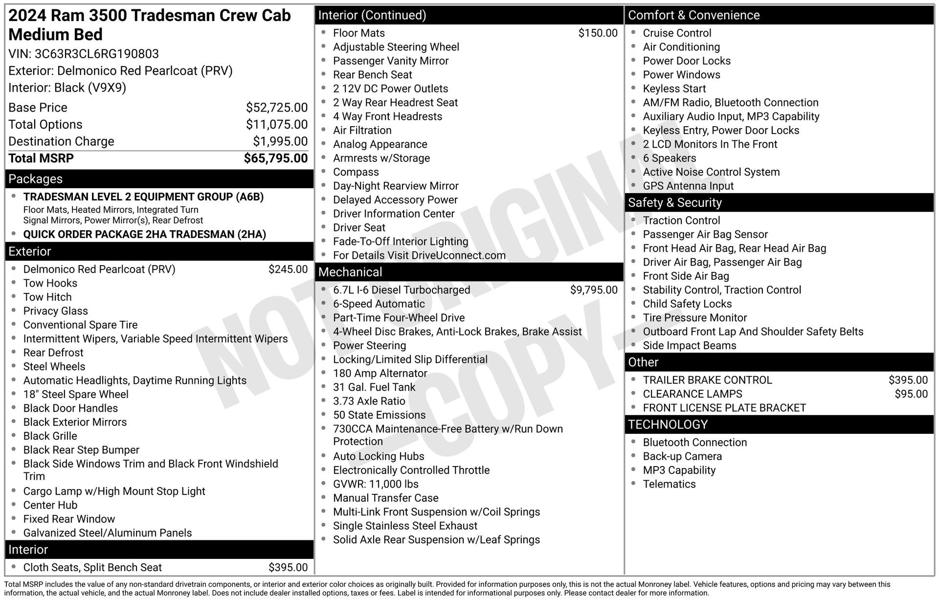 2024 RAM 3500 Tradesman Crew Cab 4x4 6'4' Box