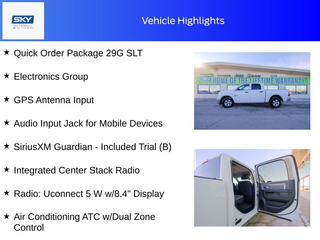 2023 RAM 1500 Classic SLT Crew Cab 4x4 5'7' Box