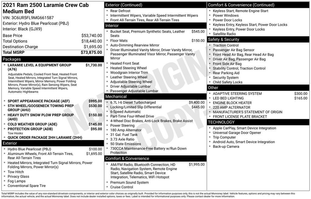 2021 RAM 2500 Laramie
